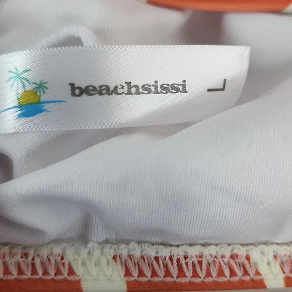 Beachsissi , Orange and creme 2 pc swimsuit, Sz L - Picture 8 of 10